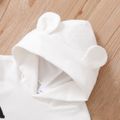 Kid Girl Cat Print Ear Design Solid Hoodie Sweatshirt White