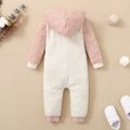 Baby Boy/Girl Colorblock Long-sleeve Hooded Cotton Jumpsuit Pink