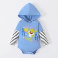 Baby Shark 2-piece Baby Boy Cotton Hooded Bodysuit and Stripe Pants Sets Blue