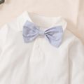 2pcs Baby Boy 95% Cotton Long-sleeve Gentleman Bow Tie Romper and Overalls Set Light Blue