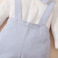 2pcs Baby Boy 95% Cotton Long-sleeve Gentleman Bow Tie Romper and Overalls Set Light Blue