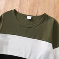 2-piece Kid Boy Colorblock Long-sleeve Top and Striped Pants Set Green image 4