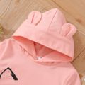 2-piece Kid Girl Animal Cat Print Hoodie Sweatshirt and Colorblock Pants Set Pink