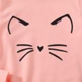 2-piece Kid Girl Animal Cat Print Hoodie Sweatshirt and Colorblock Pants Set Pink image 5
