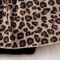 Baby Girl Leopard Splicing Black Cotton Ruffle Long-sleeve Faux-two Romper Dress Black image 4
