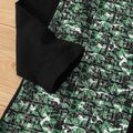 Kid Boy Letter Print/Camouflage Colorblock Long-sleeve Tee Black