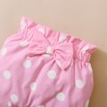 3-piece Baby Girl Polka dots Ruffled Long-sleeve Romper, Paperbag Pants and Headband Set Pink
