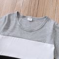 2-piece Kid Boy Colorblock Casual T-shirt and Striped Elasticized Pants Casual Sporty Set Light Grey