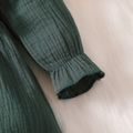 2 قطعة الدانتيل الربط القطن كريب مجموعة فستان طويل الأكمام الصلبة أخضر image 5