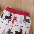 Christmas 3pcs Baby Reindeer Print Red Long-sleeve Cotton Romper and Trousers Set Red