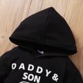 2pcs Baby Letter Print Cotton Long-sleeve Hoodie and Ripped Denim Jeans Set Black image 3