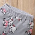 2pcs Baby Girl 95% Cotton Long-sleeve Cartoon Elephant Print Grey Striped Top and Trousers Set Light Grey