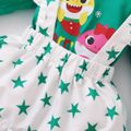 Baby Shark 3-piece Baby Girl  Christmas Cotton Bodysuit and Stars Skirt Set with Headband Green/White