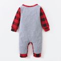 Baby Shark Christmas Cotton Graphic and Plaid Jumpsuit for Baby Grey