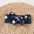 3pcs Baby All Over Polka Dots Navy Ruffle Bell Sleeve Top and Cotton Ripped Denim Jeans Set Navy image 4