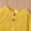 2pcs Baby Boy/Girl Solid Cable Knit Long-sleeve Top and Trousers Set Yellow