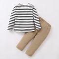 Baby Shark 2-piece Toddler Boy Cotton Stripe Tee and Solid Pants Set Black/White