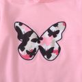 2-piece Kid Girl Camouflage Butterfly Print Hoodie Sweatshirt and Pants Casual Set Pink