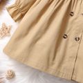 100% Cotton Baby Girl Khaki Lapel Long-sleeve Double Breasted Windbreaker Dress Khaki