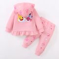 Baby Shark 2-piece Baby Girl Pink Hooded Zip-up Jacket and Allover Pants Set Pink