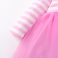 Baby Shark Baby Girl Cotton Strip and Mesh Dress Pink