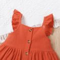 Baby Girl Solid/Floral-print Flutter-sleeve Button Up Dress Brick red