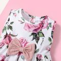 2pcs Baby Girl Pink Textured Long-sleeve Cardigan and Floral Print Sleeveless Dress Set Pink