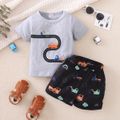 2pcs Baby Boy 95% Cotton Short-sleeve Vehicle Print Tee and Shorts Set Multi-color