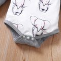 3pcs Baby Boy/Girl All Over Cartoon Elephant Print Grey Long-sleeve Romper and Pants with Hat Set White