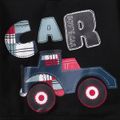 2pcs Baby Boy/Girl 95% Cotton Long-sleeve Cartoon Car Print Sweatshirt and Plaid Pants Set Black