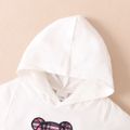 2pcs Baby Girl Bear Embroidered Hooded Short-sleeve Tee and Plaid Skirt Set White