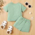 2pcs Baby Boy Letter Patch Design Short-sleeve T-shirt and Ripped Shorts Set Green