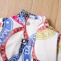 Baby Boy All Over Letter Print Long-sleeve Zip Jacket White
