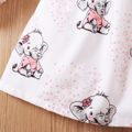 Baby Girl All Over Cartoon Elephant Print Flutter-sleeve Dress Pink
