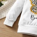 2pcs Baby Girl 95% Cotton Long-sleeve Leopard Butterfly & Letter Print Sweatshirt and Pants Set White