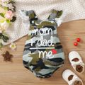 Baby Girl Lace Flutter-sleeve Love Heart & Letter Print Camouflage Romper CAMOUFLAGE