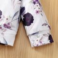3pcs Baby Girl 95% Cotton Pants and Allover Floral Print Rib Knit Long-sleeve Pullover with Headband Set Multi-color image 2