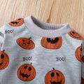 Halloween 2pcs Baby Boy/Girl Allover Pumpkin Print Long-sleeve Sweatshirt and Sweatpants Set Grey image 4