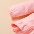 3pcs Baby Girl 95% Cotton Long-sleeve Ruffle Hem Top and Allover Animal Print Leggings with Headband Set Pink