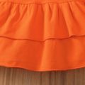 2pcs Baby Girl 95% Cotton Flare-sleeve Layered Ruffle Hem Top and Allover Sunflower Floral Print Leggings Set Orange image 5