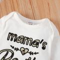 2pcs Baby Girl 95% Cotton Long-sleeve Letter Embroidered Jumpsuit and Leopard Fuzzy Vest Set White image 5