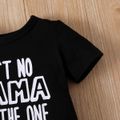 2pcs Baby Boy/Girl 95% Cotton Short-sleeve Letter Print Romper and Ripped Jeans Set Black image 5