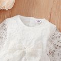 Baby Girl Bow Front Solid Lace Long-sleeve Romper White image 4
