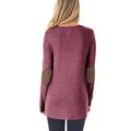 Casual Patched Long-sleeve Nursing Top Burgundy