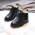 Toddler Girl Stylish Zipper and Mesh Design Solid Fleece-lining Boots Black