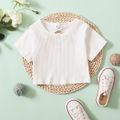 Multi Color Solid Rib Knit Short-sleeve Athleisure Top for Toddlers / Kids White