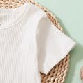 Multi Color Solid Rib Knit Short-sleeve Athleisure Top for Toddlers / Kids White