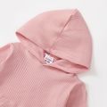 2pcs Baby Boy/Girl 95% Cotton Ribbed Long-sleeve Hoodie and Pants Set Pink image 3