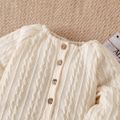 Solid Knitted Button Design Long-sleeve Baby Jumpsuit White image 2