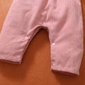 Solid Corduroy Ruffle Decor Sleeveless Baby Jumpsuit Pink